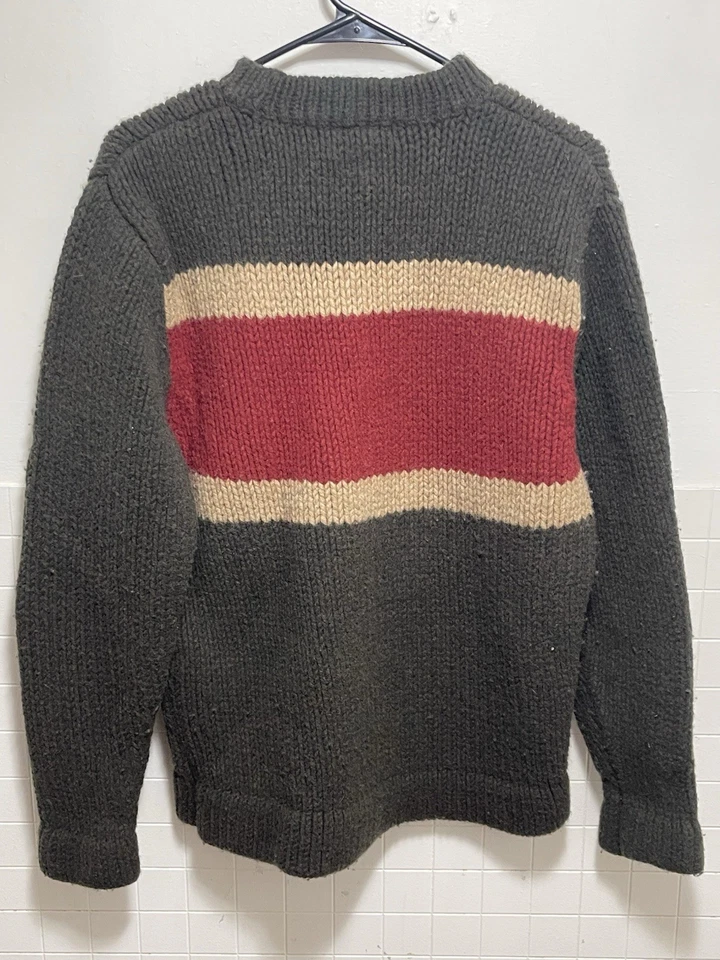 Suéter Vintage American Eagle Grueso Tejido 100% Lana de Cordero Rayas Talla XL Foto 4 de 4