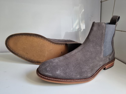 OFFICE LONDON UK 10 EU 44 MENS GREY SUEDE LEATHER CHELSEA ANKLE BOOTS