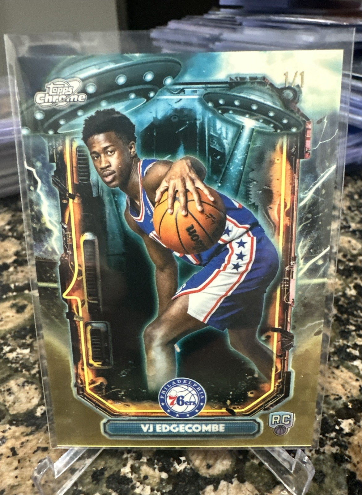 2025 Topps Chrome Cosmic VJ Edgecombe Extraterrestrial Rookie Superfractor 1/1 view 8
