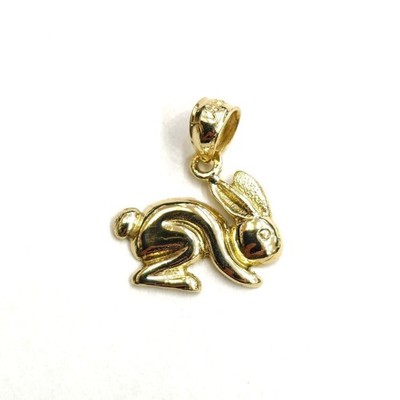 14k Gelbgold Baby Hase Häschen Tier Anhänger Charm Geschenk edler Schmuck 1,4g