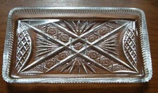 Small Rectangular American Brilliant Cut Glass Trinket Tray. Unidentified Maker