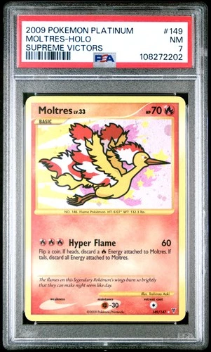 2009 POKEMON PLATINUM SUPREME VICTORS #149 MOLTRES-HOLO PSA 7