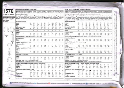 1570 Simplicity Sewing Pattern Girls Boys Nightgown Two Lengths Pajamas UNCUT - Picture 2 of 2