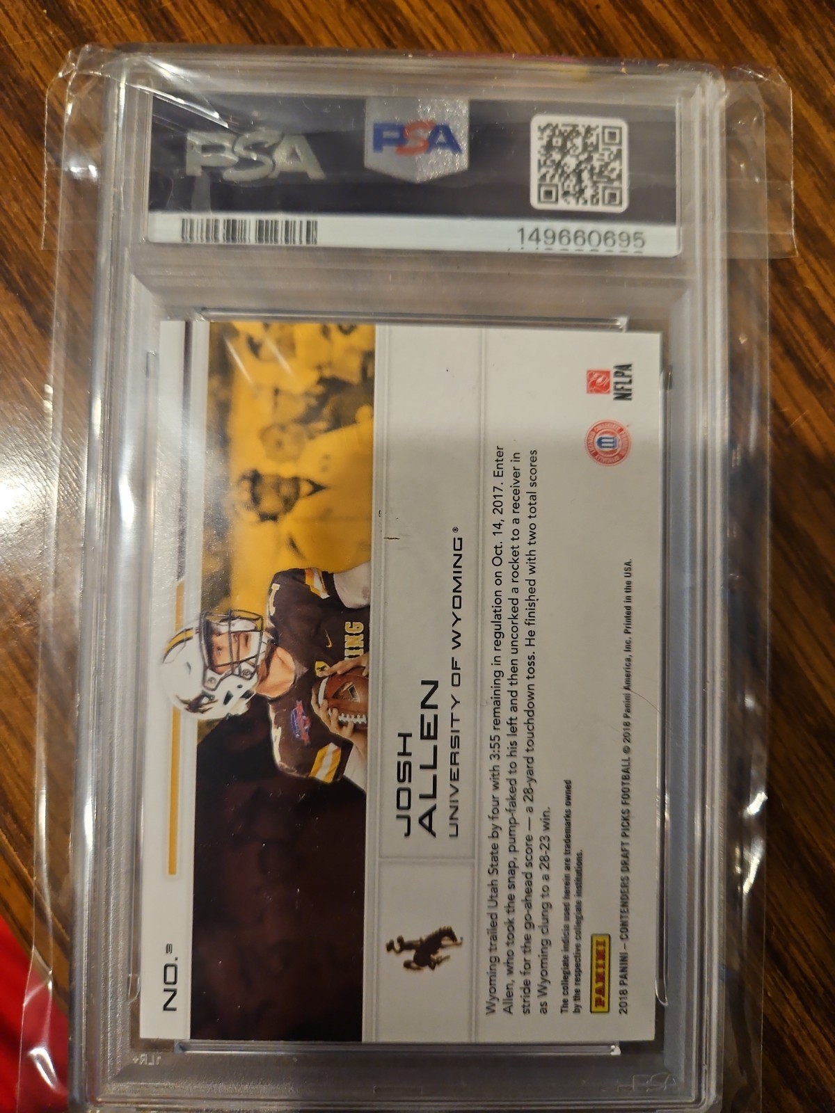 2018 Panini Contenders Draft Picks School Colors Josh Allen Psa 8 view 4