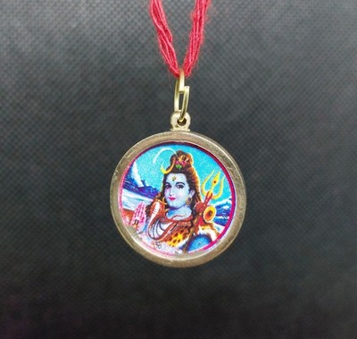 Maha Mrityunjaya Anhänger Messing doppelseitig Shiva Yantra Schutz Amulett