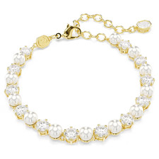 Swarovski Matrix Tennis bracelet Crystal pearl, round cut, white