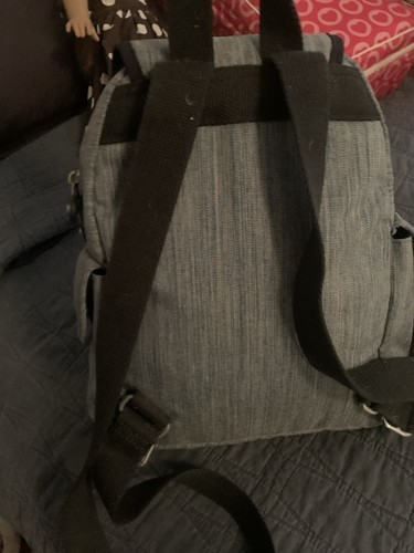 Kipling Backpack Denim Blue Pockets Monkey - Picture 3 of 7