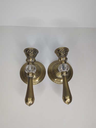 PARTYLITE Classic Creations Antiqued Brass Wall Sconces Set Of 2 - Picture 3 of 5