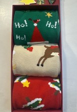 Christmas Socks 3 Pair With Gift Box. New Open Box