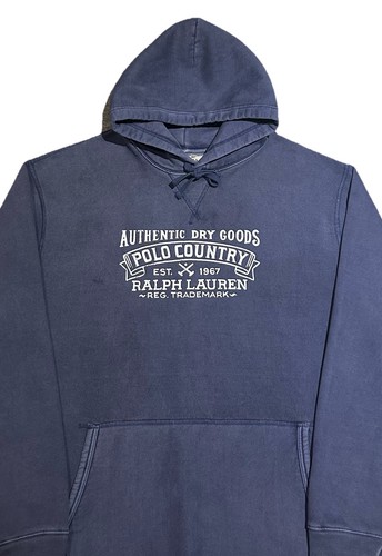 NEW!! Polo  Denim & Supply Vintage Wash Navy “Authentic Dry Goods” Hoodie 2XL - Picture 2 of 7