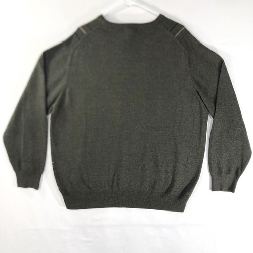 Vintage Grandpacore Sweater Mens XXL 2XL Olive Green Window Pane Knit Pullover - Picture 10 of 10