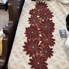 TAHARI HOME BEADED CENTERPIECE Poinsettia Beaded Table Runner 14” X 37”