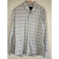 Scott Barber Cotton Tencel Plaid Camp Flannel Button Down Shirt Mens Large