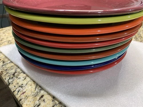 FIESTA by Homer Laughlin DINNER PLATE Set of 10, 10.5in, Multiple Colors In Set