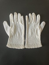 VTG White Gloves Hand Beaded Faux Pearl Wedding Prom Formal Stretchy 1960s Read 