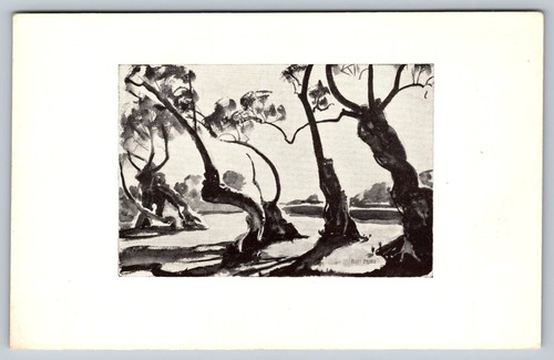 Postal vintage de olivos del siglo nocturno de Eliot O'Hara Maine Art - Imagen 1 de 2