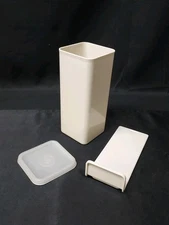 Tupperware Cheese Butter Keeper # 1827-6 Holder 3 piece Small 7" Almond Vintage