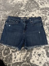SEVEN Dark blue Jean Shorts Cut Off Frayed Edge Distressed