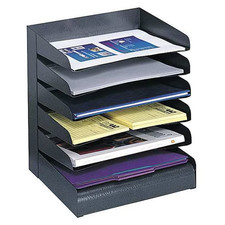 Safco Desk Tray Steel Black 6 Tier Letter File Organizer Office Paper Holder
