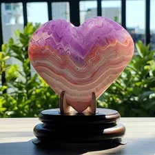 Mexican Amethyst Crazy Lace Agate Heart Palm Stone Healing Decor Energy Gift