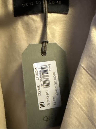 AllSaints Beckette Cropped Belted Trench Coat in Stone UK12 In Good Cond - Picture 2 of 18
