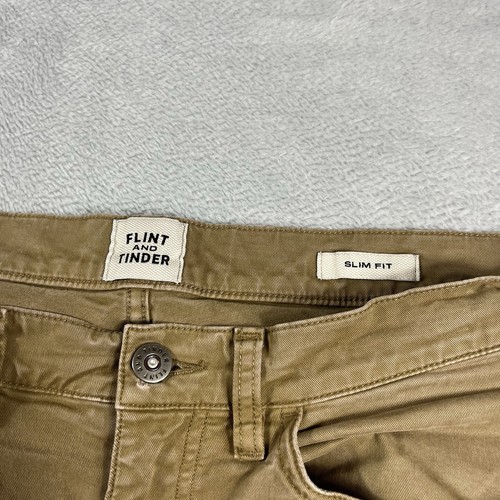 Flint And Tinder 365 Pants Mens 36 Brown 5 Pocket Chino 31x30* Slim Fit Twill - Picture 3 of 11