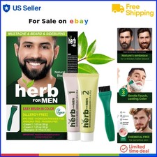 Herb For Men Mustache Beard Dye Natural Black PPD-Free 1 Pack