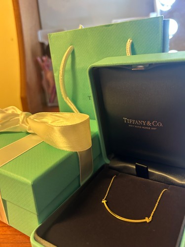 Tiffany & Co. T Smile Pendant Necklace 18K Yellow Gold Small