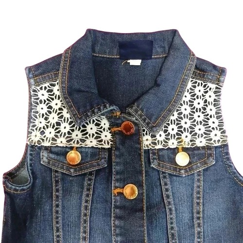 Oshkosh B'gosh blau Druckknopf Spitze Jeans Denim Kinder Weste Mädchen Kleinkind 3T - Bild 3 von 5