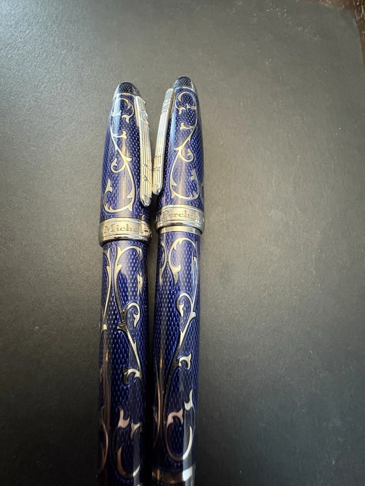 Juego de bolígrafo Michael Perchin azul con monograma 0279/1000 0257/1000 Foto 3 de 4