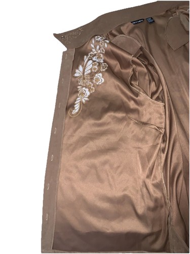 Club Z Collection Women's 3x Button Shirt Brown Suede Western Embroidered Collar - Picture 10 of 13