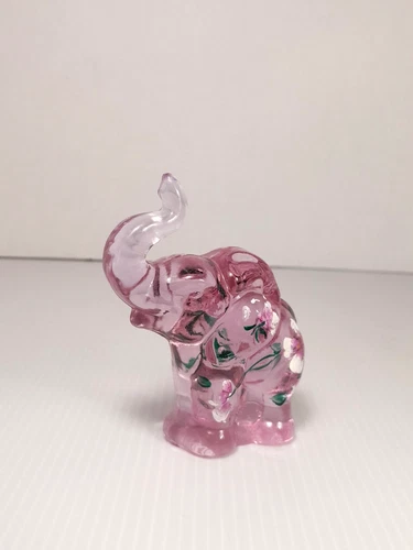 Fenton Lenox Pink Small Elephant Art Glass Figure Hand Painted