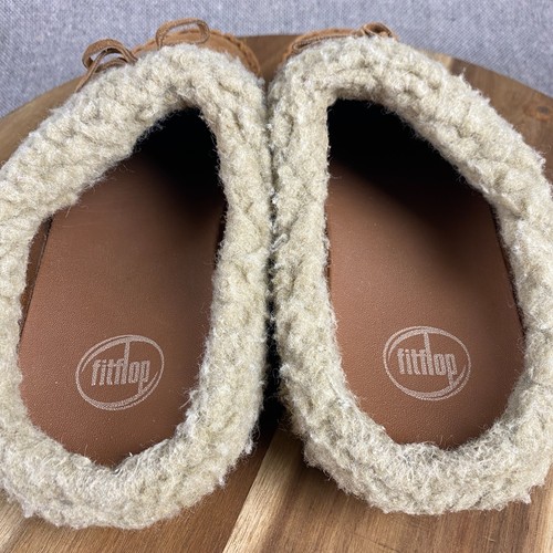 Fitflop Cuddler Snugmoc Slippers Womens 10 Brown Shearling Lined Clog Slip-On - Picture 6 of 9