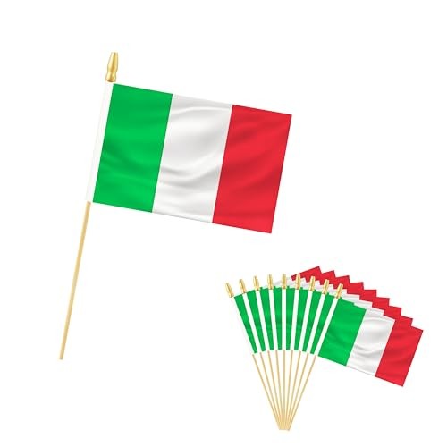 25 Pack Small Mini Flags, Hand Held Italian Stick Flags with 12.6 Inch Italy - Picture 2 of 6