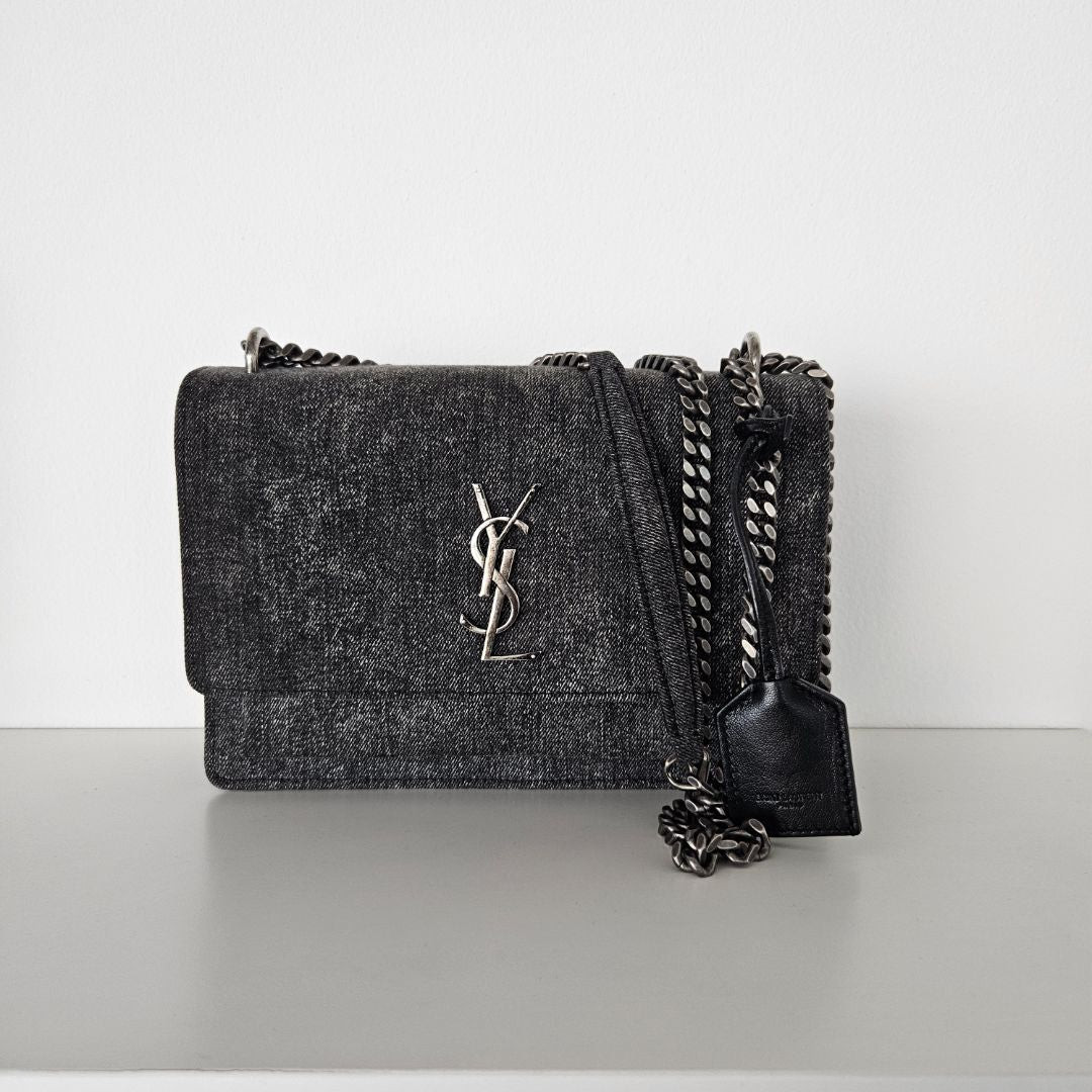 Saint Laurent Borsa Tramonto Denim Grigio