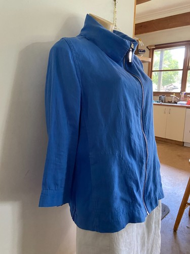 Trent Resort Cobalt Blue Linen Zip Up Jacket Size 12 like new - Picture 4 of 15