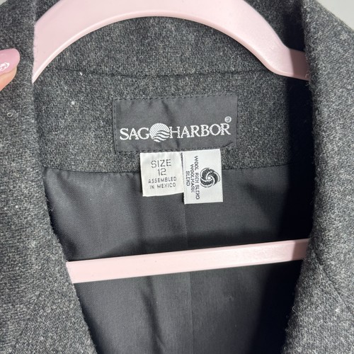 Blazer Sag Harbor donna 12 grigio misto lana foderato tasche giacca carriera - Foto 3 di 6