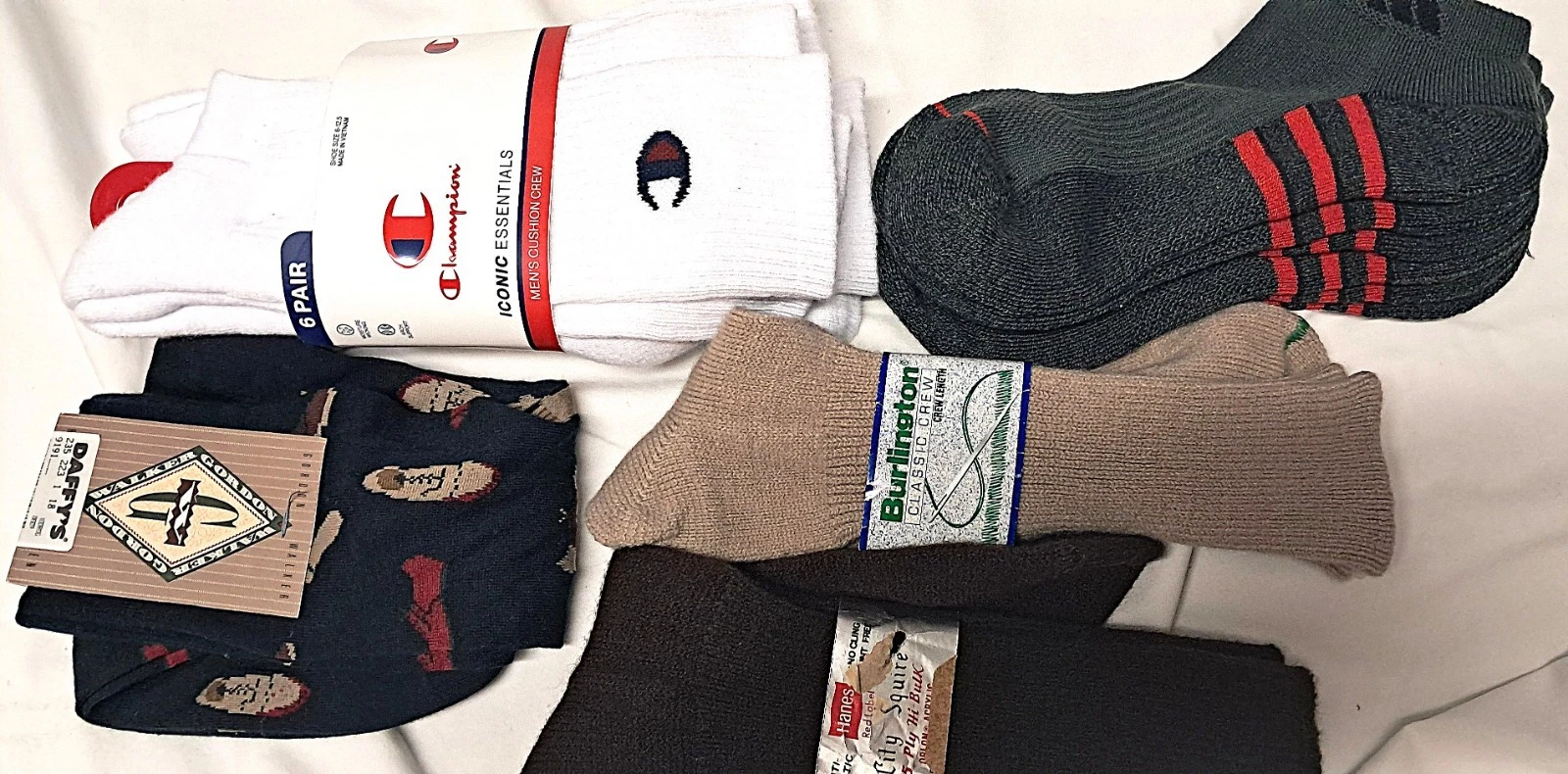 10 Cushioned Athletic Socks Lot Addis, Champion & Extras White Black Gray Brown