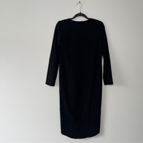NWT Monrow Mommy Knit Long Sleeve Scoop Neck Black Dress Size Medium - Picture 4 of 7