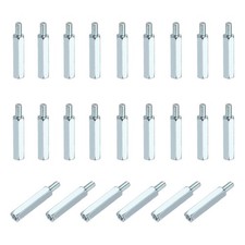 48pcs M3x20mm+6mm Zinc Plated Iron Male-Female Hex Standoff, Silver