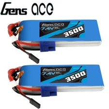 2X Gens Ace 3500mAh 7.4V RX 2S Lipo Battery JR & EC3 Plug For Futaba transmitter