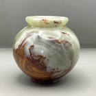 Vintage Natural Green & Brown Onyx Marble Stone Miniature Vase (H3) NS#8137