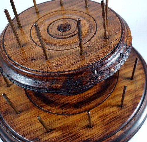 Antique Victorian Oak Treen Rotating Sewing Thread Spool Holder Caddy - Picture 8 of 23