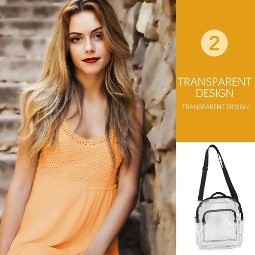 Borsa a tracolla impermeabile trasparente messenger casual più tasche - Foto 10 di 12