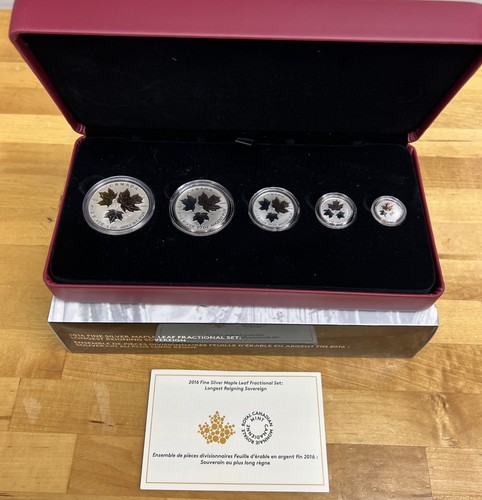 2016 Canadian Silver Maple Leaf Factional 5 Coin Set Longest Reigning Sovereign