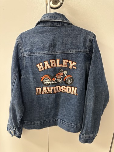 Harley Davidson Kids Jean Buttoned Jacket Size 8-10 - Picture 3 of 4