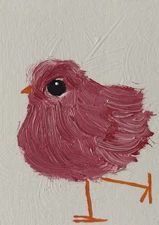 ACEO Original Painting, Bird Impressionism Oil Art, Emmer Plaxe, Animal Abstract