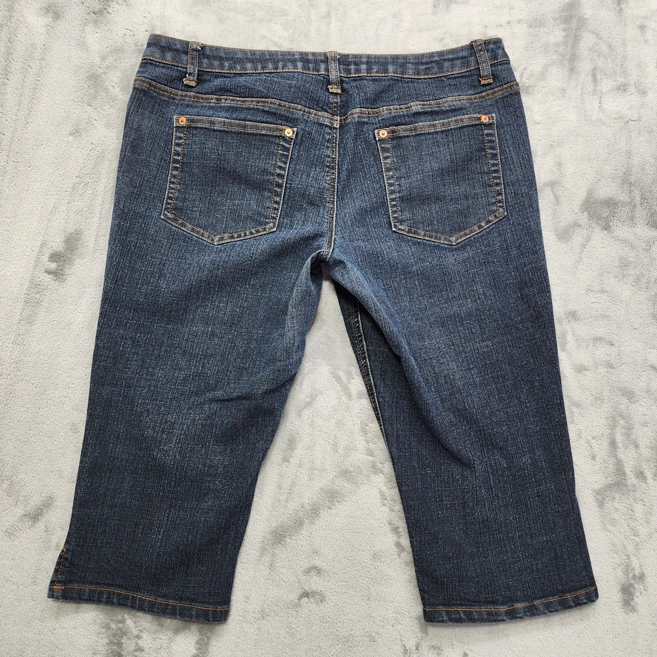 Pantalones de mezclilla Mixit vintage años 90 para mujer 16 azules tiro medio recortados capri pedal empujador skimmer Foto 3 de 4