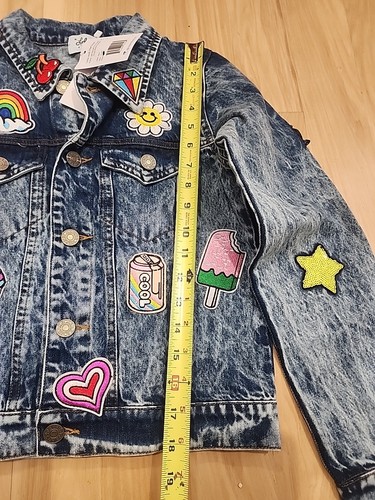 Lola The Boys Denim Jacket All About The Patch Crop Denim Size 14 Girls New Nwt - Picture 9 of 12