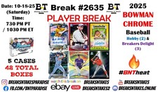 EZEQUIEL TOVAR 2025 Bowman Chrome Baseball 5 CASE (42 BOX) Break #2635